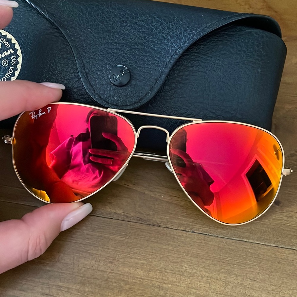 Ray Bans Red Flash Lens Aviators Polarized